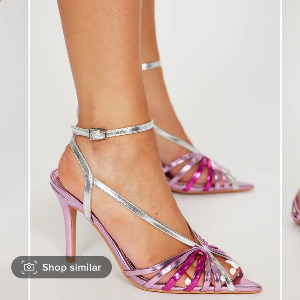 Fashion Nova Pink and Silver Heels